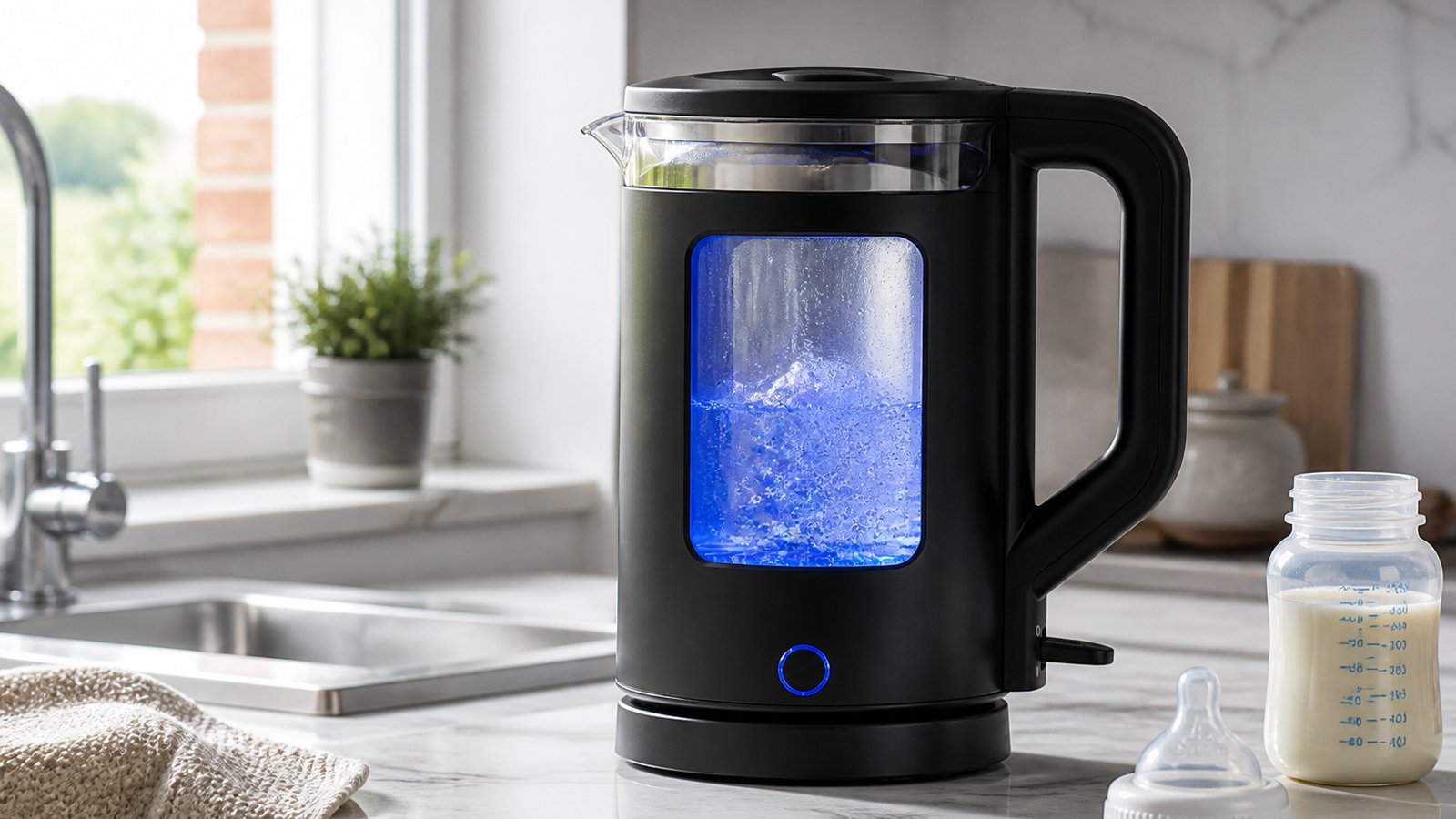 UK lifestyle photo for bpa free glass kettle for baby formula uk